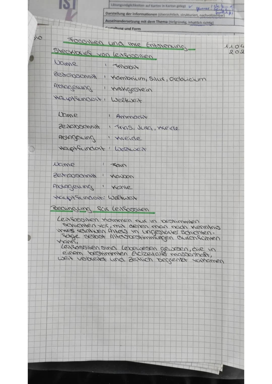 IST
Darstellung der Informationen (Übersichtlich, strukturiert nach
Auseinandersetzung mit dern Therma (tiefgründig, inhaltlich richtig
und 