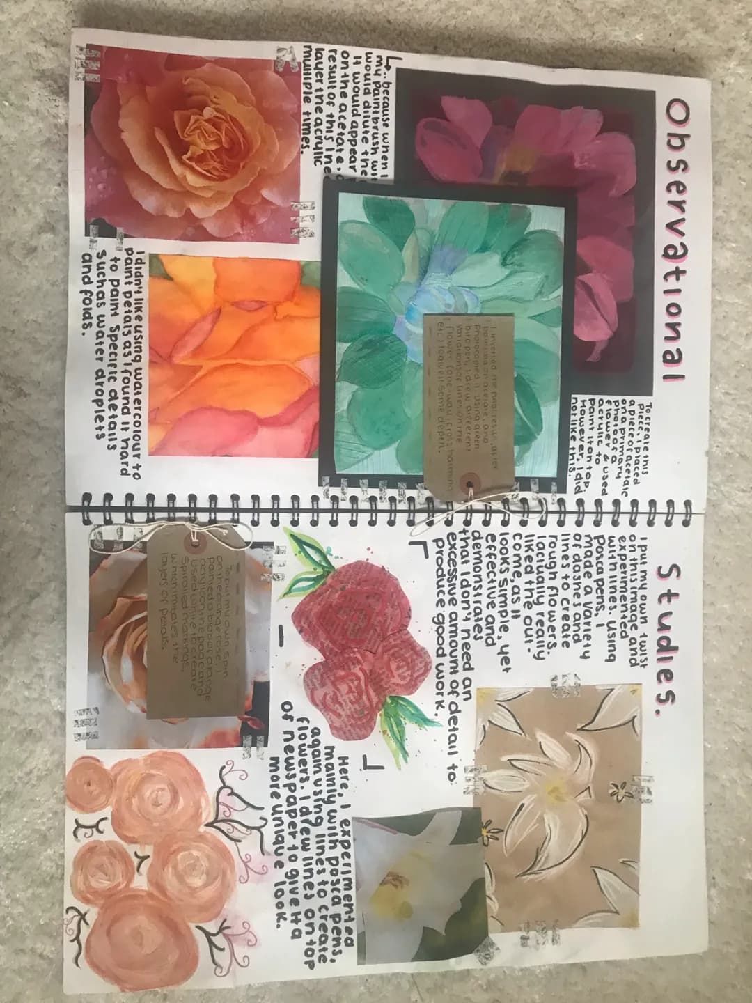 Observational

To
eateinis
Piece,
rece
placed
apele or acelase
ona primary
Photo of a
flower & used
acrylic to
Paint it on top
However, Idi
