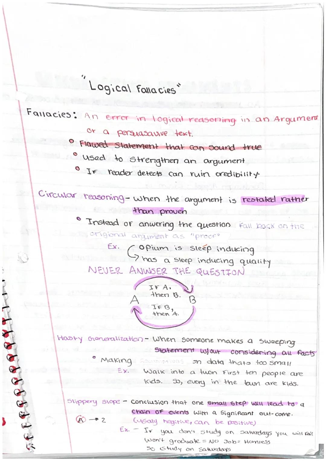 # Logical Fallacies

Fallacies: An error in logical reasoning in an Argument
or a persuasavive text.

*   Flawed Statement that can sound tr