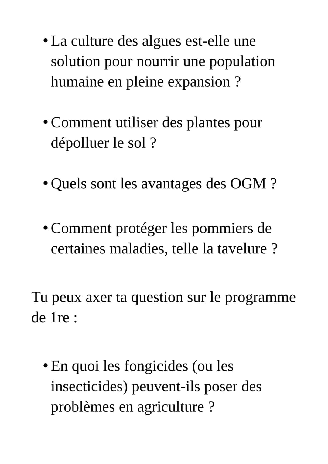 Exemples de sujet
du grand oral du bac : SVT

Pour le Grand oral, tu dois préparer
deux questions sur tes spécialités de
terminale.

Tes que