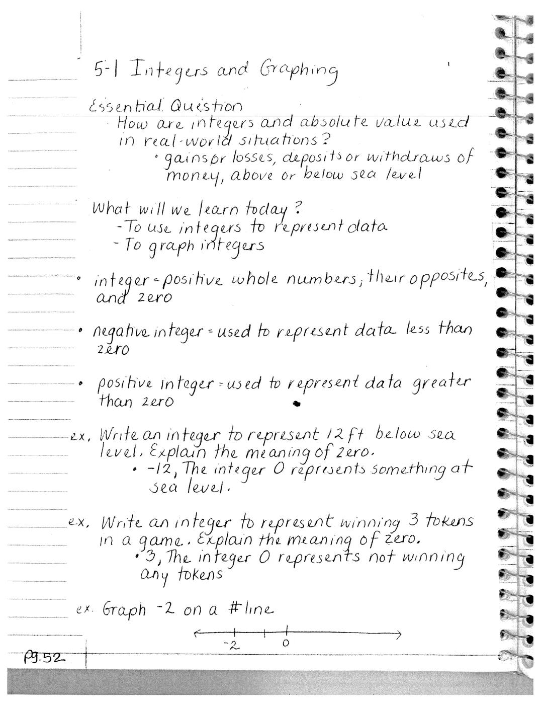 
<h2 id="essentialquestion">Essential Question</h2>
<p>How are integers and absolute value used in real-world situations?</p>
<h3 id="intege
