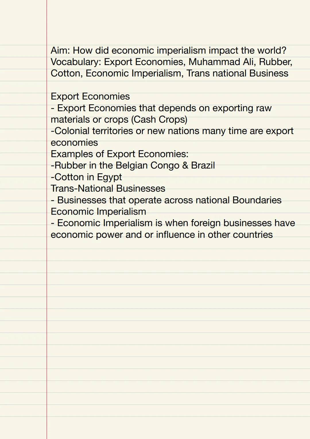 Unit 6 Aim: how did state expansion occur during New Imperialism?
Vocabulary: Imperialism, "New Imperialism", Colonialism,
Settler Coloniali