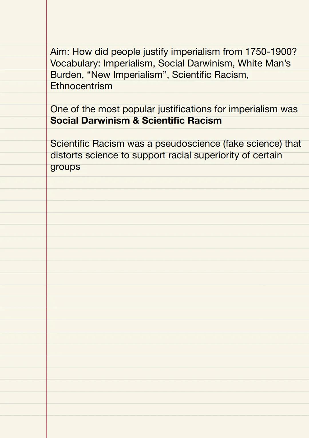 Unit 6 Aim: how did state expansion occur during New Imperialism?
Vocabulary: Imperialism, "New Imperialism", Colonialism,
Settler Coloniali