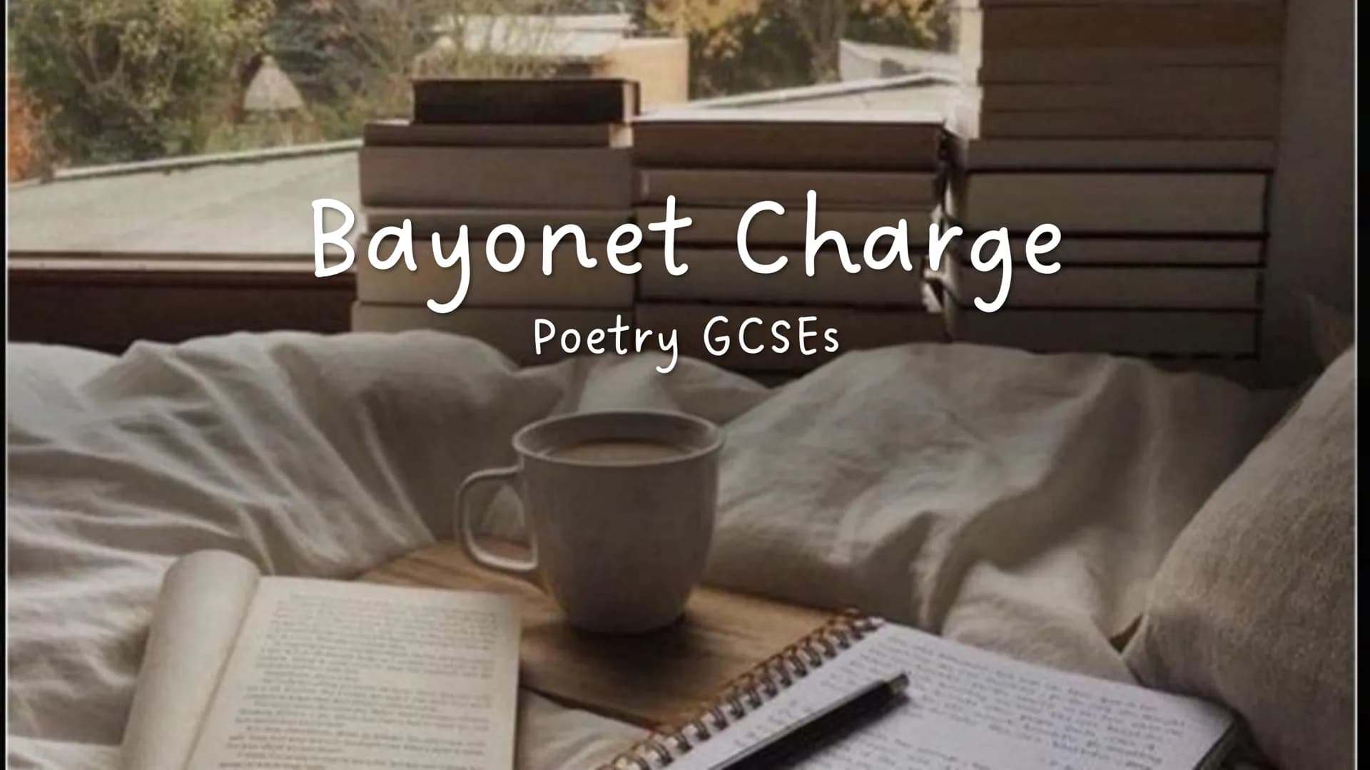 # Bayonet Charge
Poetry GCSEs # Bayonet Charge

Bayonet Charge describes the thoughts and actions of a WW1 soldier as he charges towards the