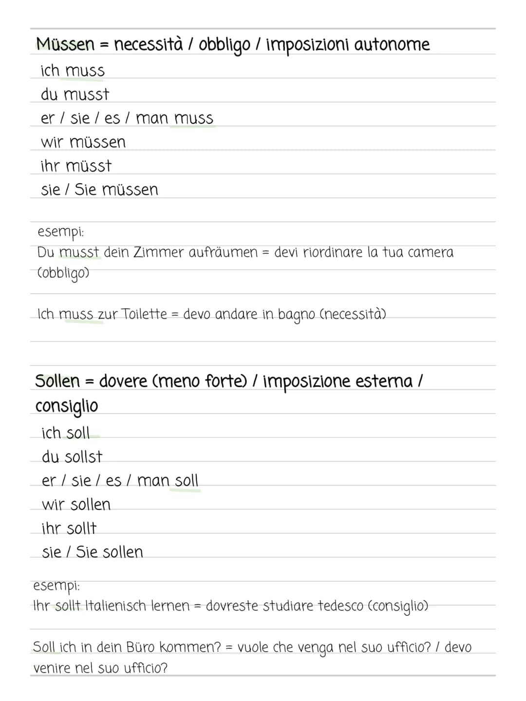 # DIE MODALVERBEN
|
volere potere dovere
/
/
/
"möchten" wollen können dürfen müssen sollen

Möchten = vorrei / mi piacerebbe (più formale e