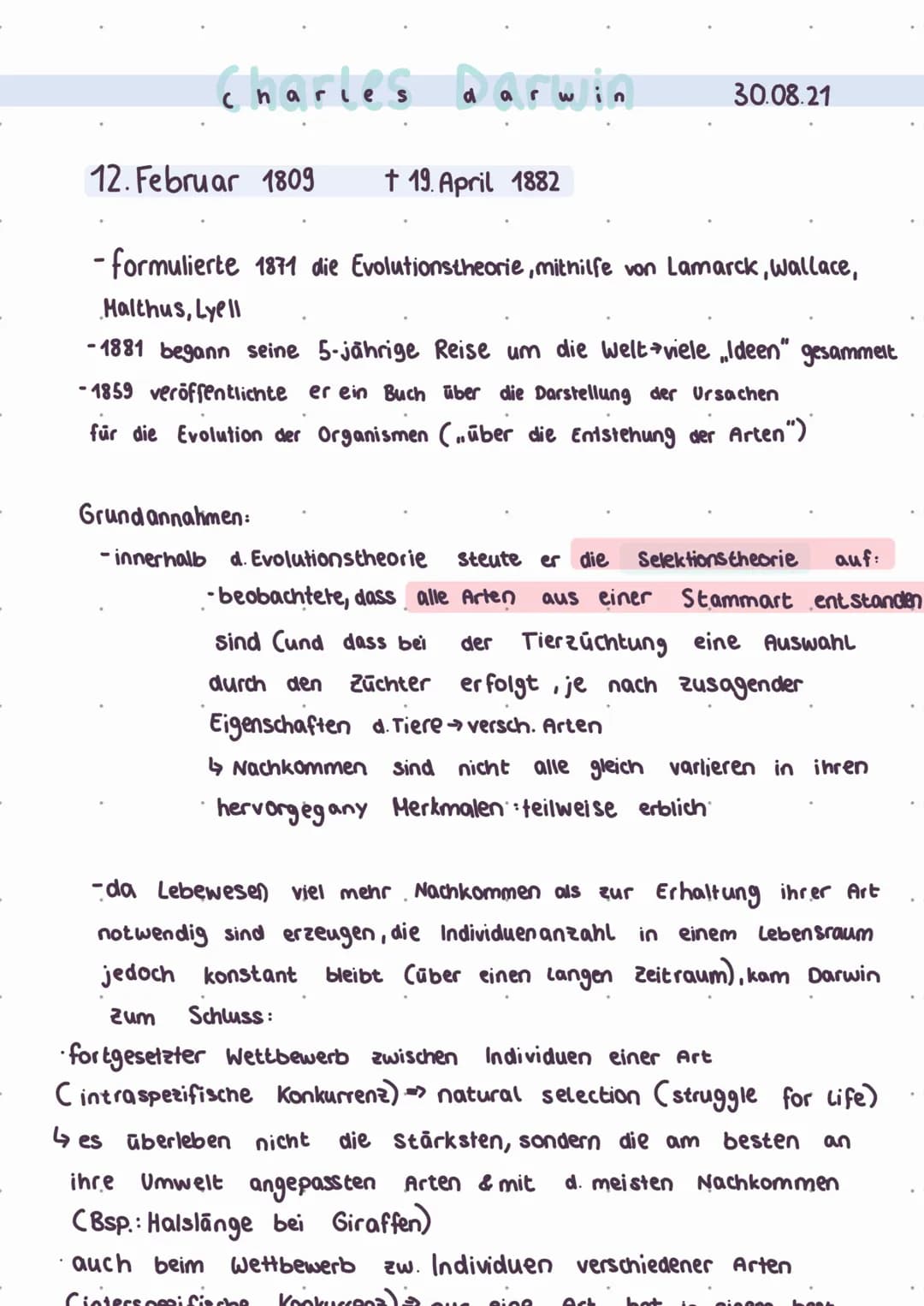 # Charles darwin

30.08.21

12. Februar 1809 † 19. April 1882

- formulierte 1871 die Evolutionstheorie, mithilfe von Lamarck, Wallace,
Malt