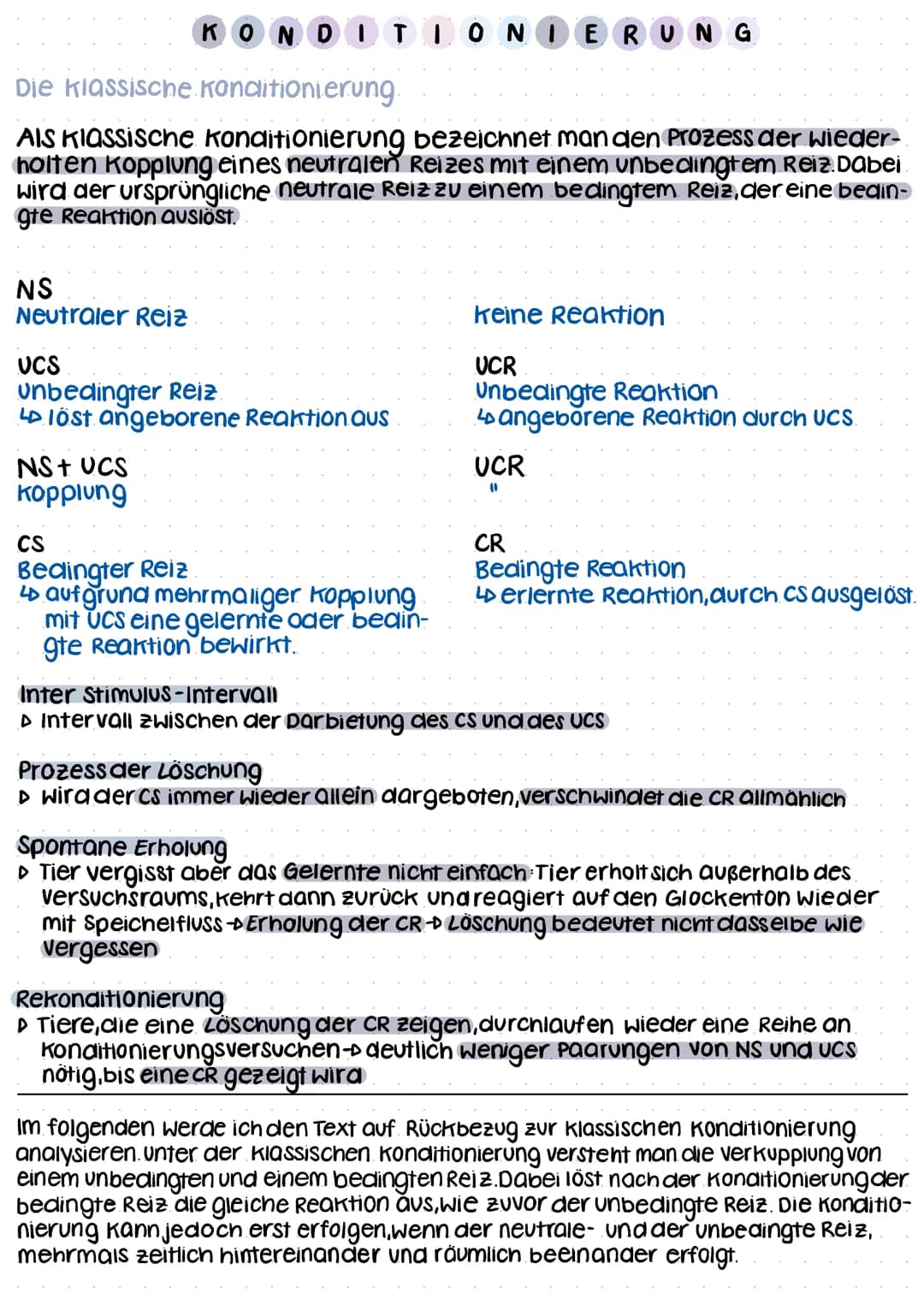 # KONDITIONIERUNG

Die klassische Konditionierung

AIS Klassische konditionierung bezeichnet man den Prozess der wieder-
holten Kopplung ein