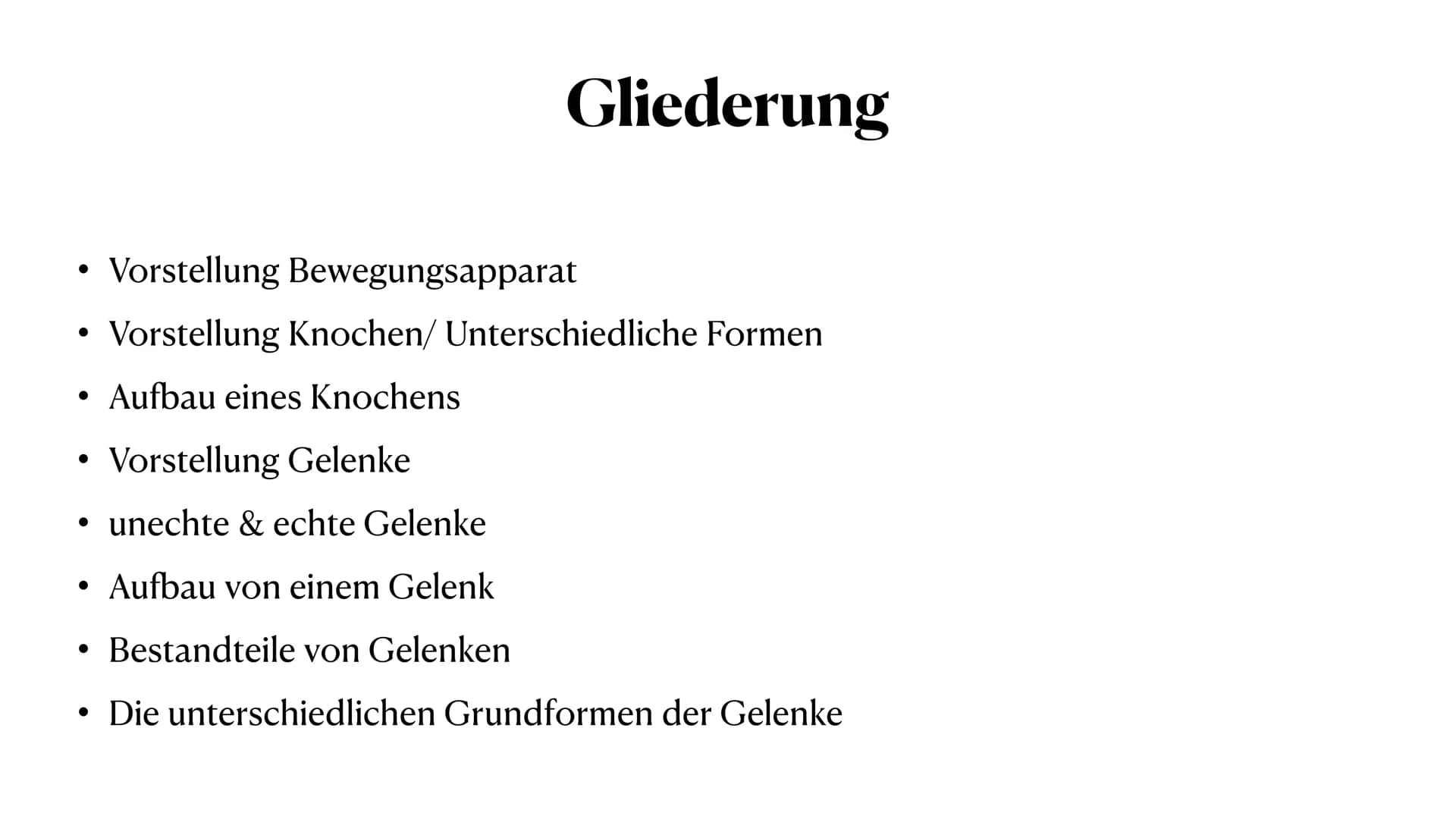 # Sportbiologische Grundlagen
des Trainings

1. Bewegungsapparat

Anna-Lena Wiechmann # Gliederung

- Vorstellung Bewegungsapparat
- Vorstel