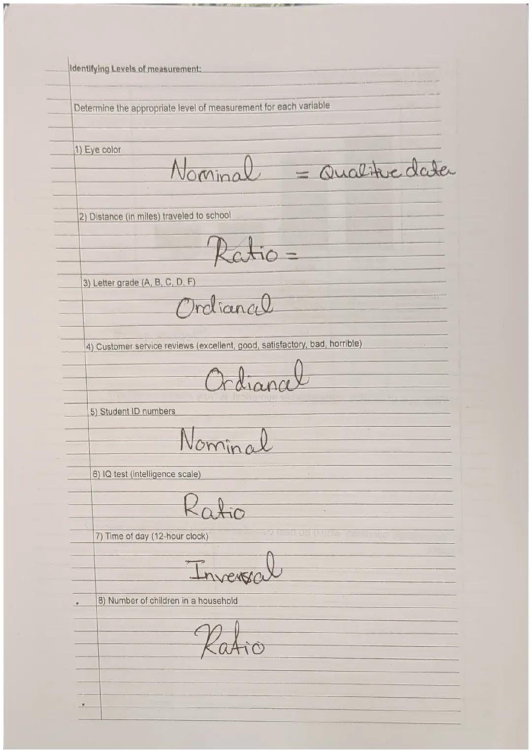 Mia H.

Section 1.3: Frequency, Frequency Tables, and Levels of Measurement

Goals:
1) Determine the appropriate level of measurement for da