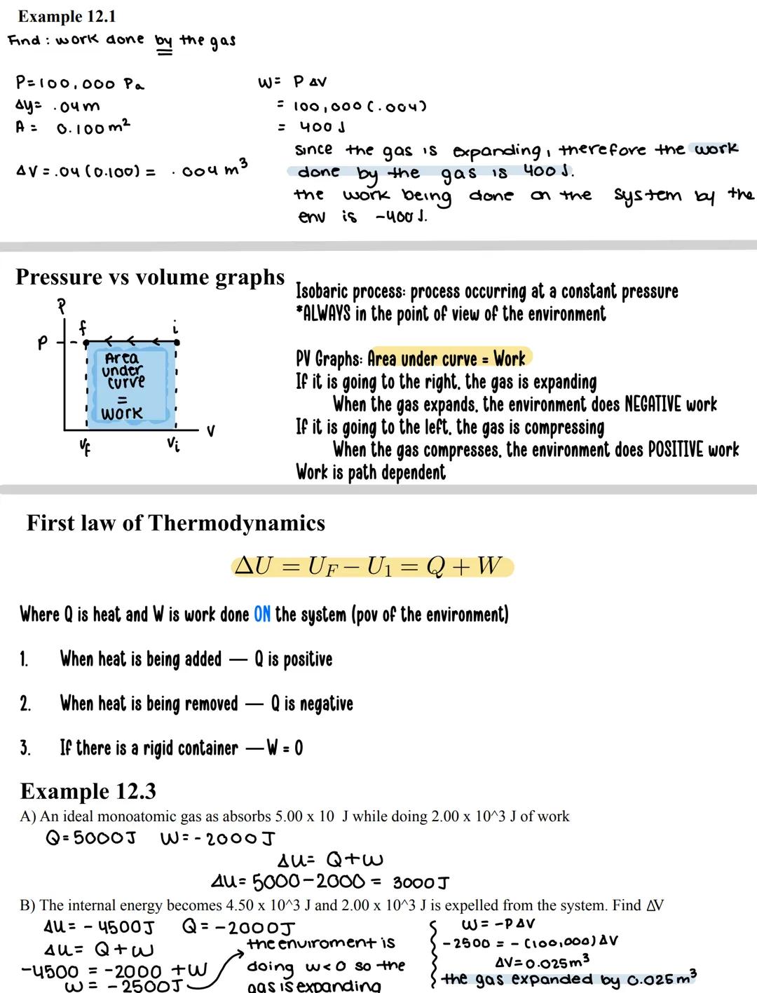 # The Laws of Thermodynamics

Work

F

ΔΧ

→F w>0

← FW20

↑ F w=0

↓

environment

expand

Ay

System

compress

A

Formula for Work

Consi