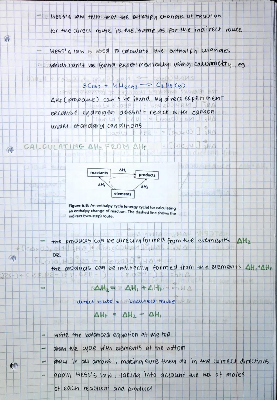 - the enthalpy change in a chemical reaction is independent
of the route by which the chemical reaction is takes
place as long as the initia