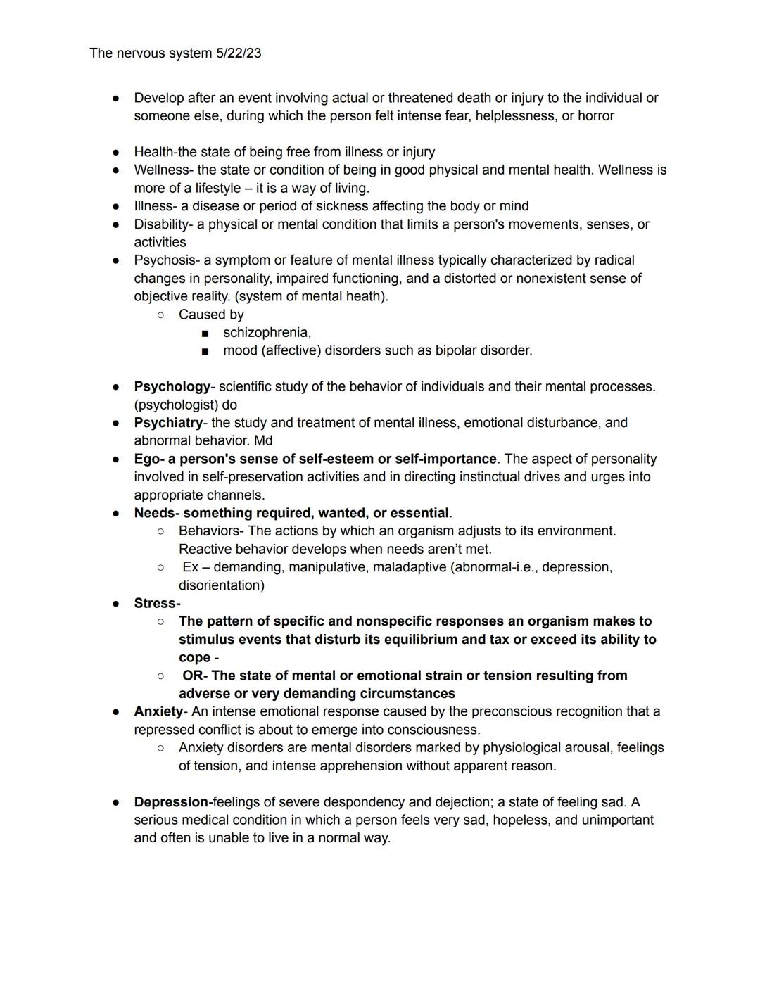 # The nervous system 5/22/23

Nervous systems: enable the body to respond and adapt to changes in the environment
Basic overall function
Bri