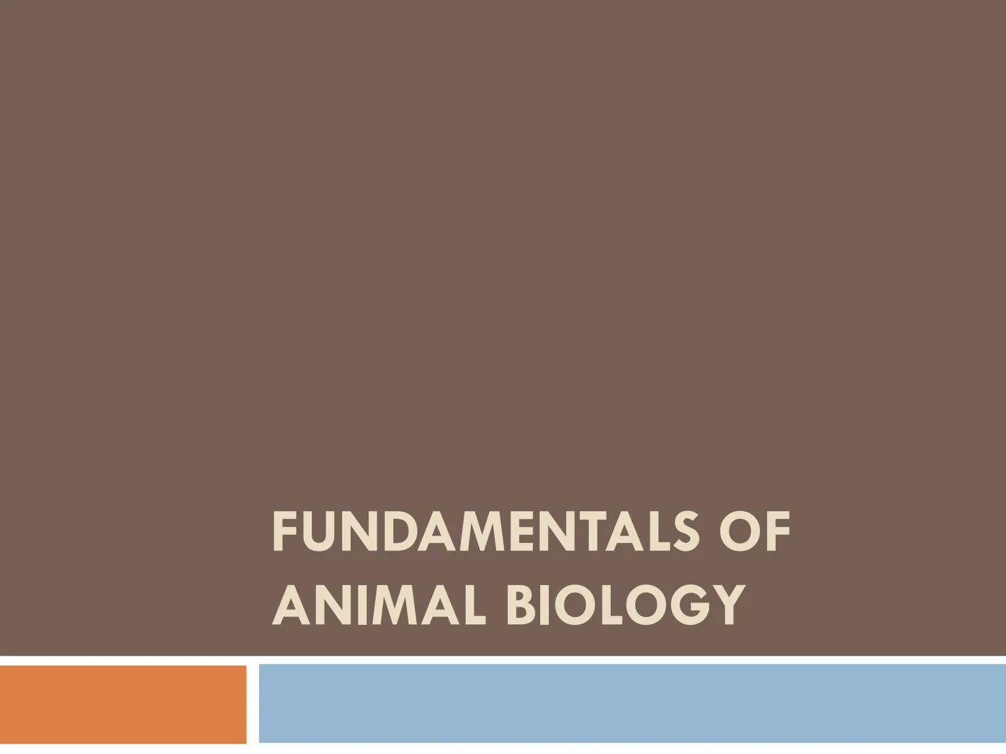 FUNDAMENTALS OF
ANIMAL BIOLOGY Zoology

The scientific study of animal life

Attempt to solve the mysteries of animal life and its
origin.

