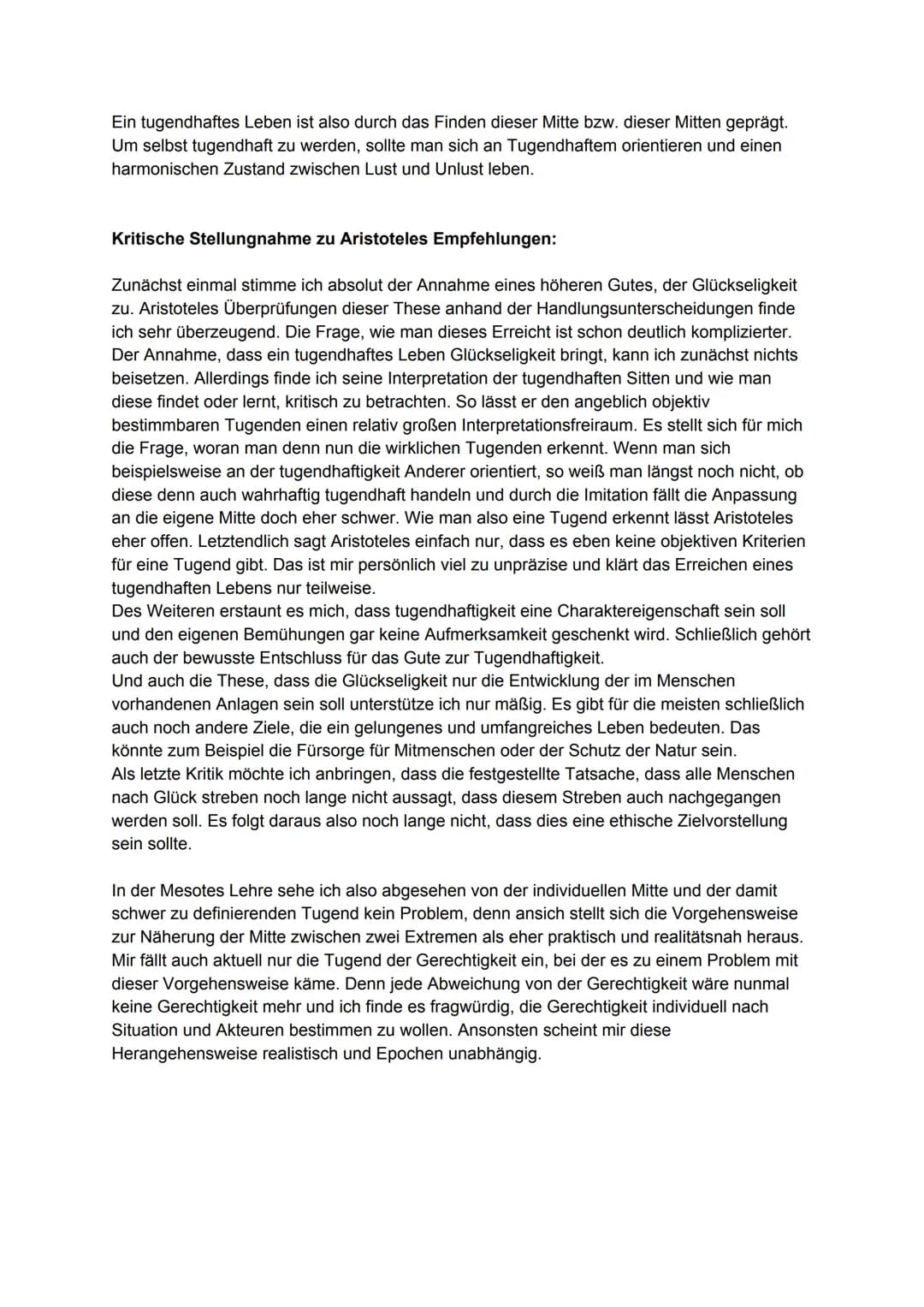 
<h2>Einführung in die Tugenden</h2>
<p>Laut Aristoteles bildet ein tugendhaftes Leben ein glückseliges Leben. Tugenden sind Haltungen, zu d