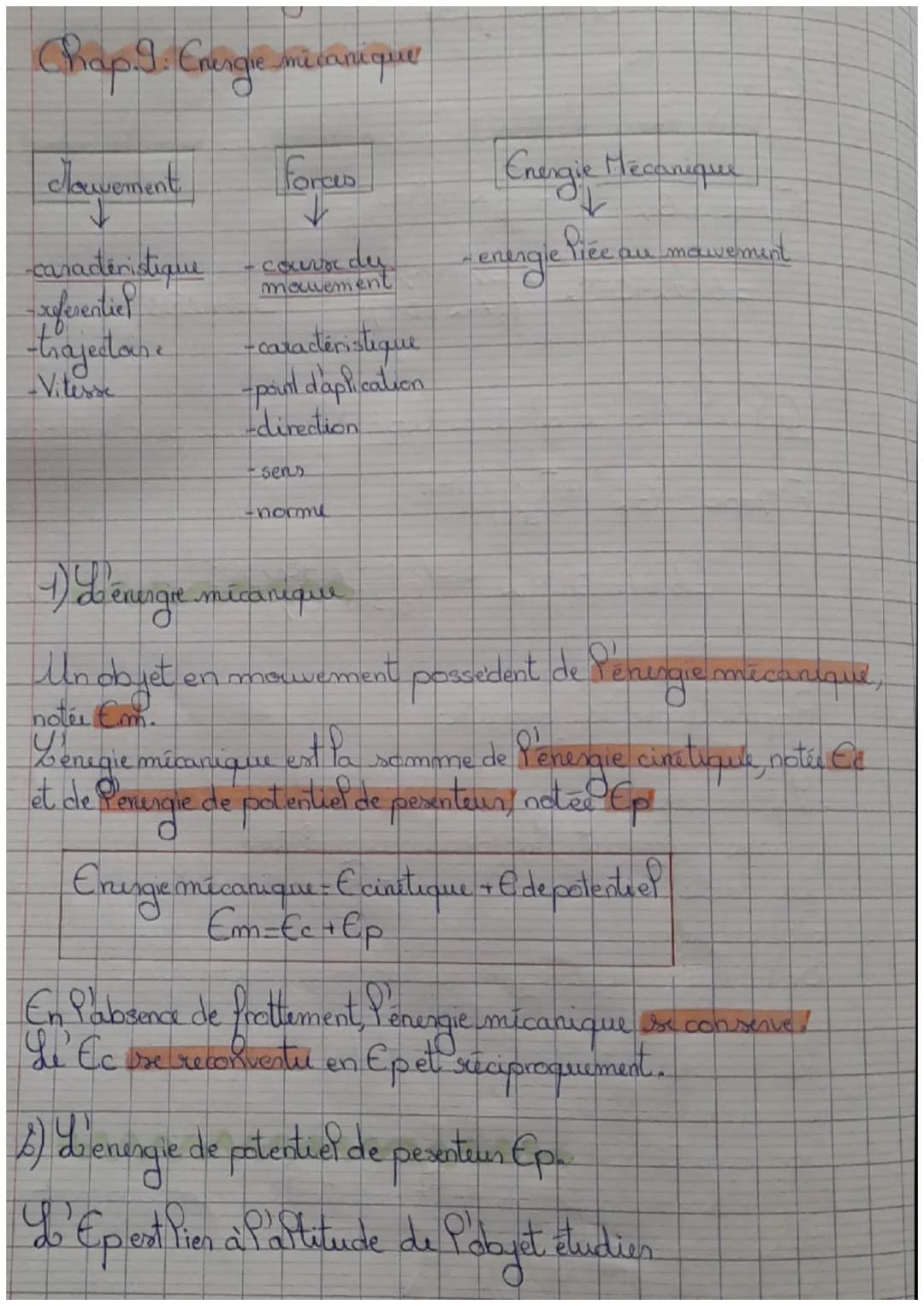 Chap I. Energie mécanique

clavement forces Energie Mecanique
↓ ↓ ↓
-caractéristique - convox dy - energie liée au mavement
mouvem
-xeferent
