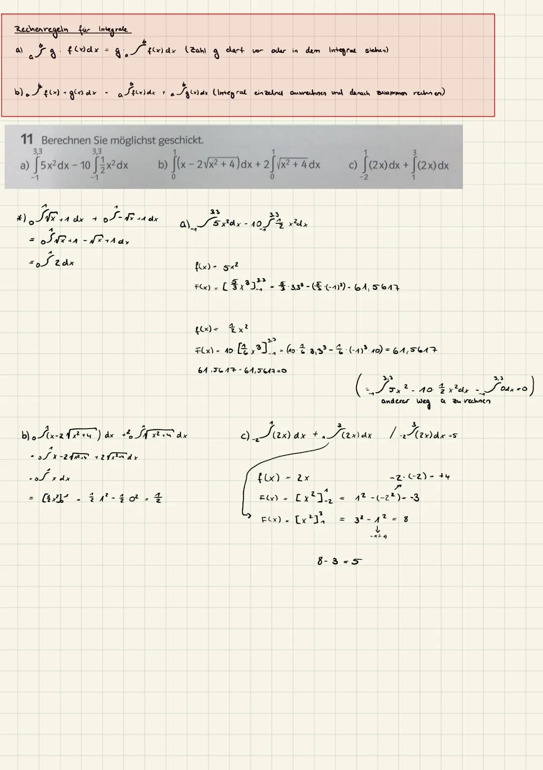 9 Welche Stammfunktion der Funktion f nimmt an der Stelle 1 den Funktionswert 2 an?
a) f(x) = 3x2
b) f(x)=x32x²+1

a) f(x) 3x²
F(x) = x 3 + 