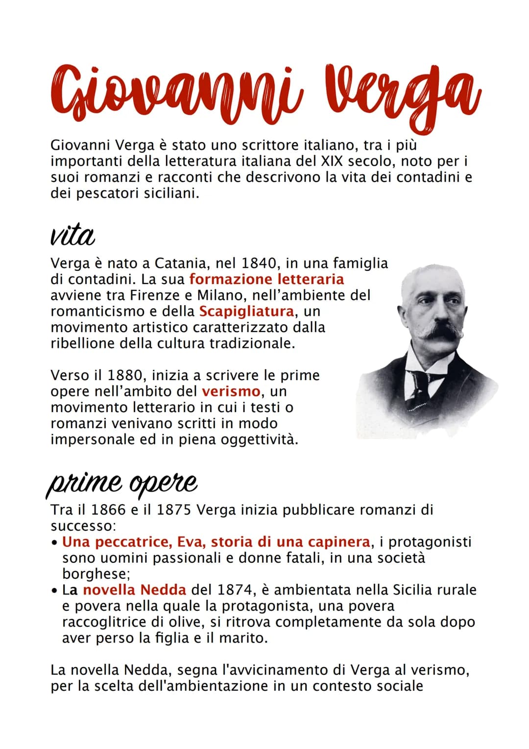 # Giovanni verga

Giovanni Verga è stato uno scrittore italiano, tra i più
importanti della letteratura italiana del XIX secolo, noto per i
