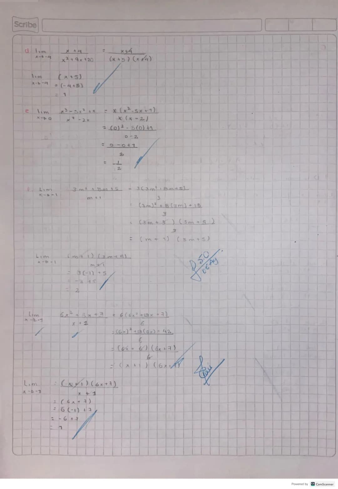 Activity "límites por pocloritación".

1 Determinar el limite cde cada función aplicando factormación

a. Lim $\frac{x²-36}{X-6}$: $\frac{(x