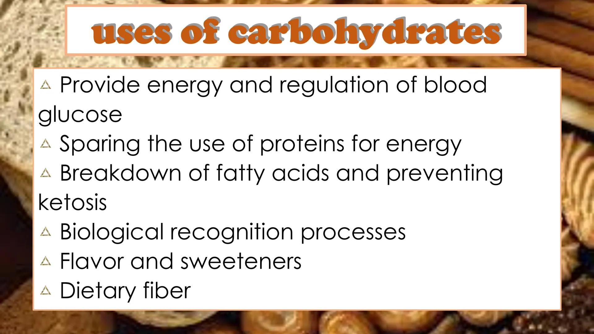 carbohydrates carbohydrates
▲ are also known as "carbs"
▲ have several roles in living organisms,
including energy transportation
▲ are also