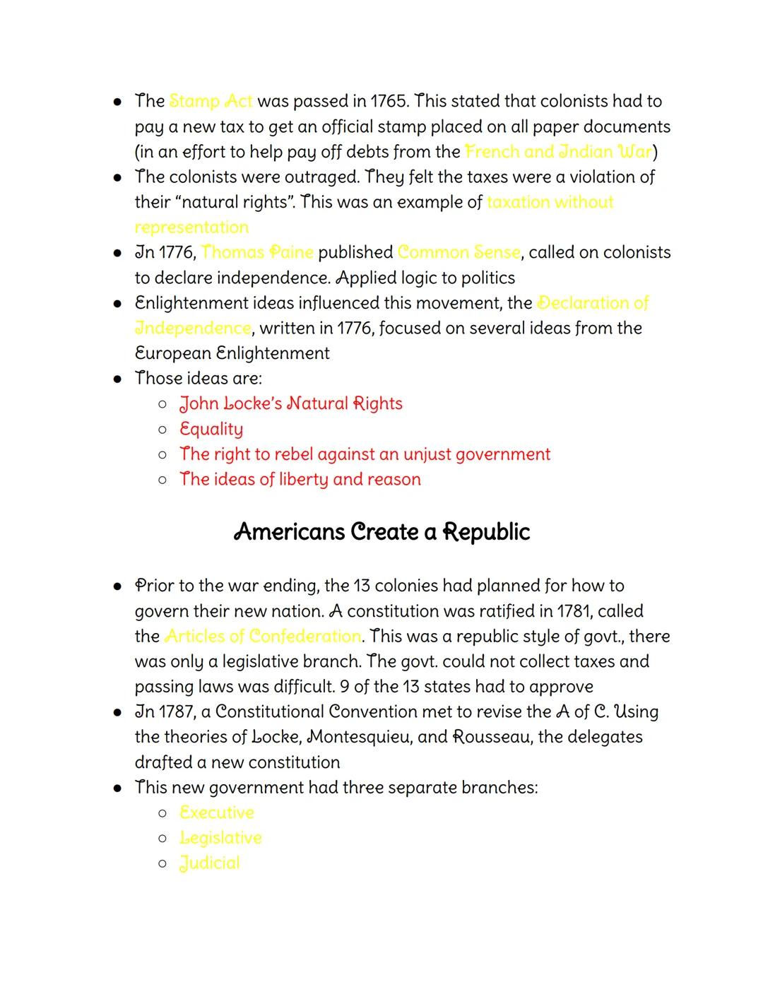 # History Notes

Colors:
Green-Vocabulary
Yellow-Fill-in, Multiple Choice, and True and False (T and F) Answers
Red-Essay Material

## Ch. 8