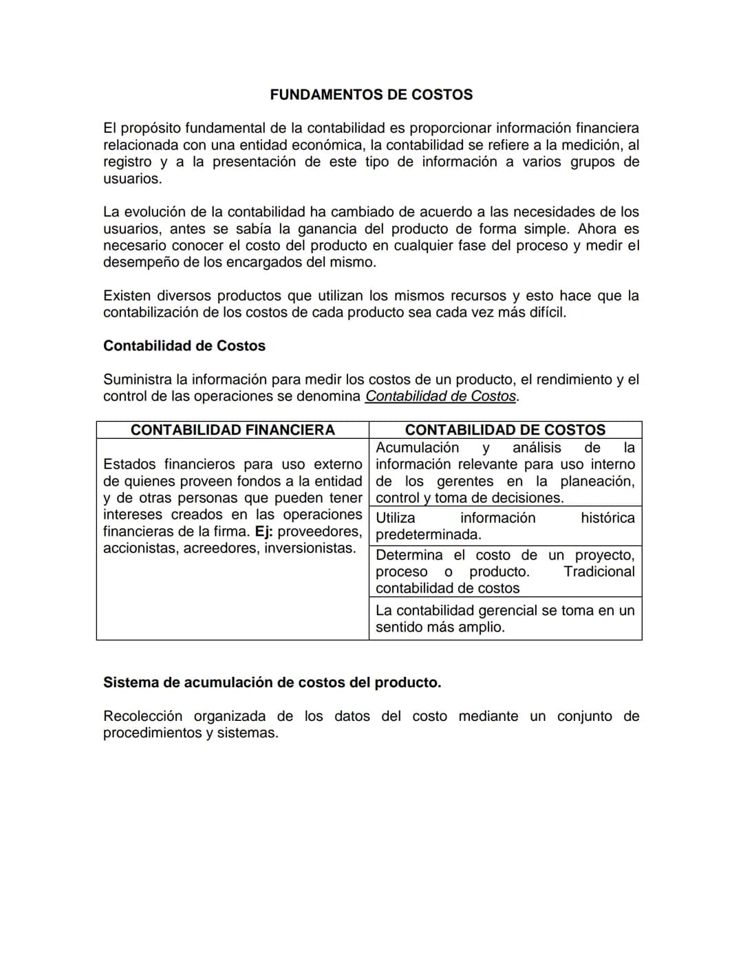 # FUNDAMENTOS DE COSTOS

El propósito fundamental de la contabilidad es proporcionar información financiera
relacionada con una entidad econ