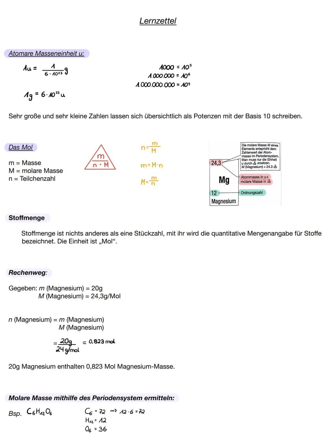 # Lernzettel

Atomare Masseneinheit u:

$Au = \frac{1}{6 \cdot 10^{23}} 9$

$1000 = 10^3$

$1.000.000 = 10^6$

$1.000.000.000 = 10^9$

$1g =