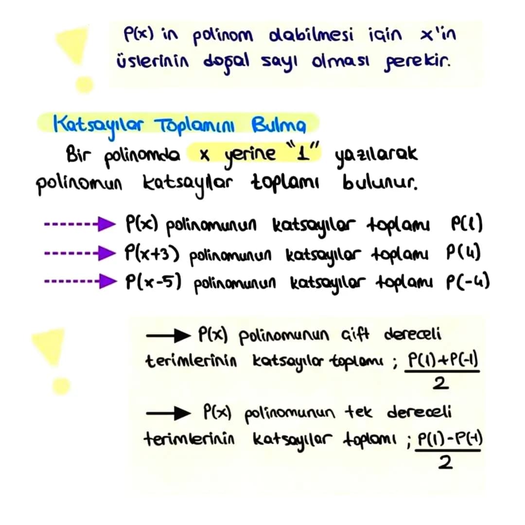 # POLINOMLAR

$a_0, a_1, ..., a_{n-1}, a_n \in R$ ve $n \in N$ olmak üzere

$P(x) = a_n x^n + a_{n-1} x^{n-1} + ... + a_1 x + a_0$

biçimind