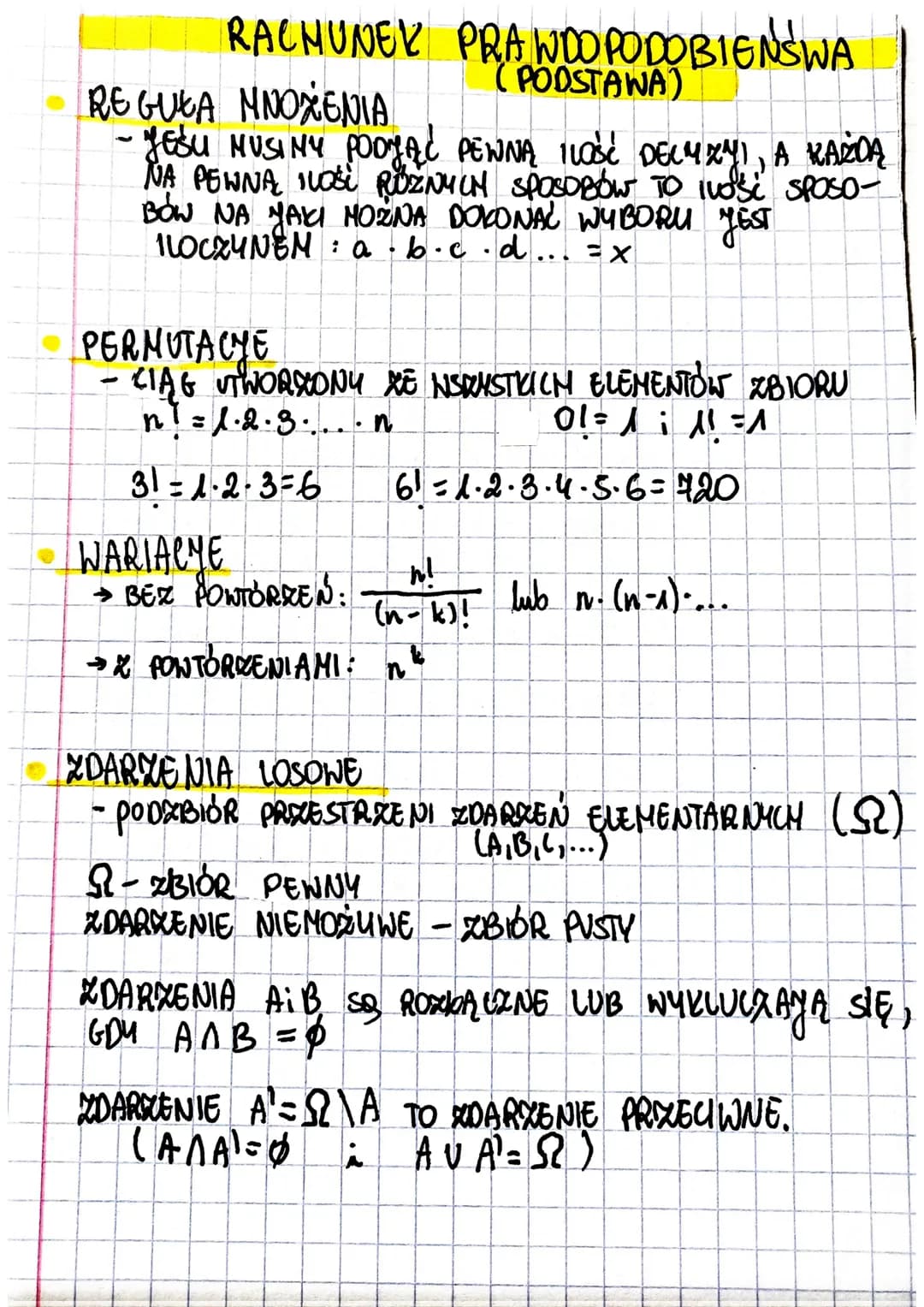 # RACHUNEK PRAWDOPODOBIENSWA

# REGULA MNOXENIA (PODSTAWA)
- JESU MUSINY PODJĄĆ PEWNĄ ILOŚĆ DELMAYI, A KAŻDĄ
NA PEWNA LOSE ROZNYCH SPOSOBOW 