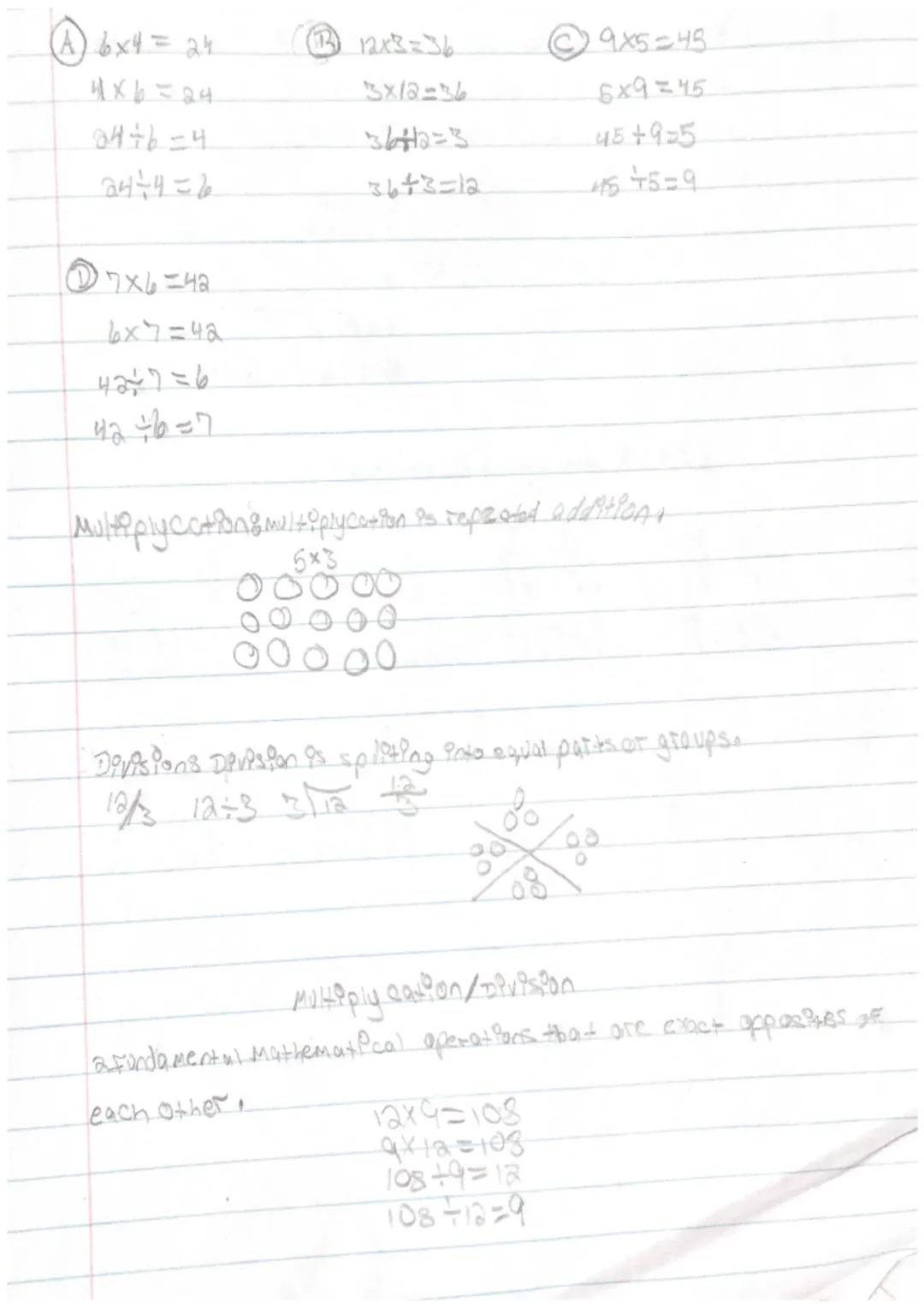 A 6x4= 24

③ 12x3=36

9x5=45

4×6=24

3×12-36

6x9=45

04+6=4

362=3

45+9-5

재해=6

36+3=12

45+5=9

7×6=42

6×7=42

42÷7=6

42+6=7

trograp