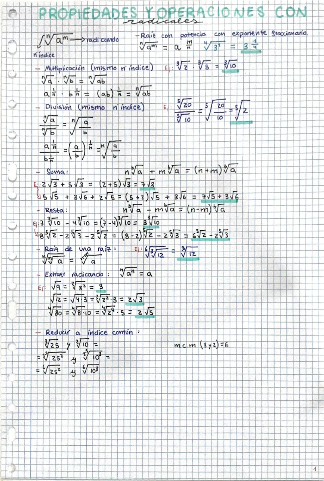 # PROPIEDADES YOPERACIONES CON
## radicales

$\sqrt[n]{a^m}$$\longrightarrow$ radicando -Rait con potencia con exponente fraccionaria.
n'ind