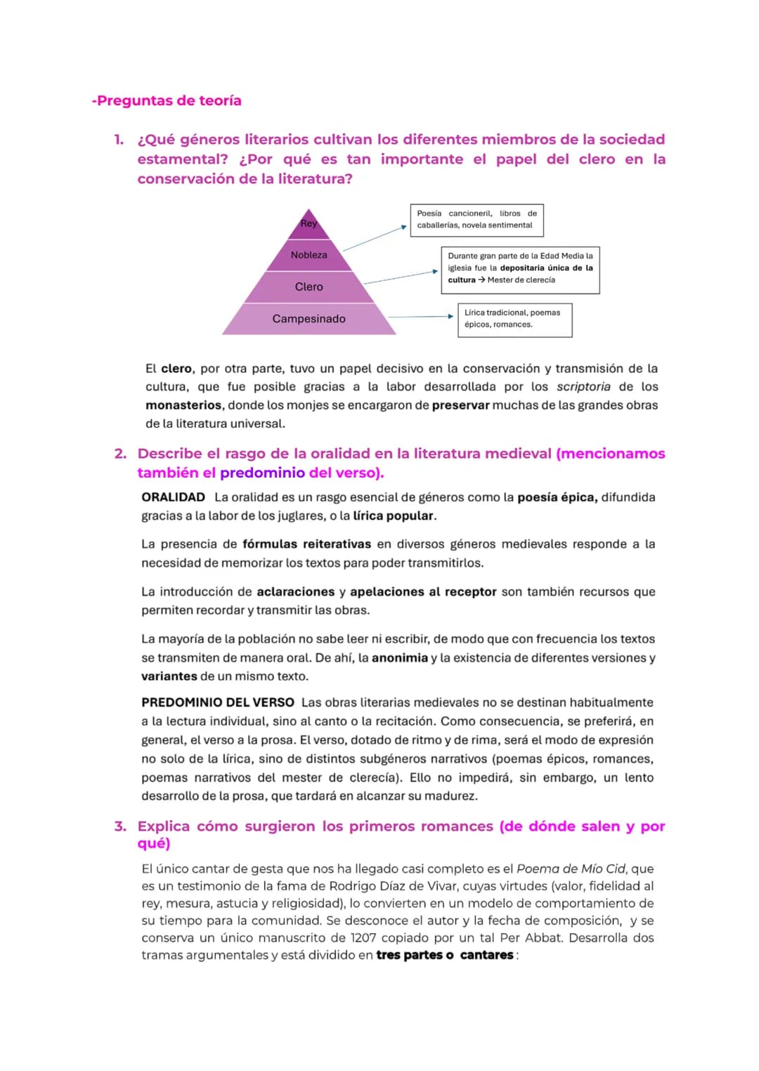 # -Comentario de un fragmento del Mio Cid

Aparecerán los puntos que hay que contestar a modo de guía, pero hay que
responder como aparece e