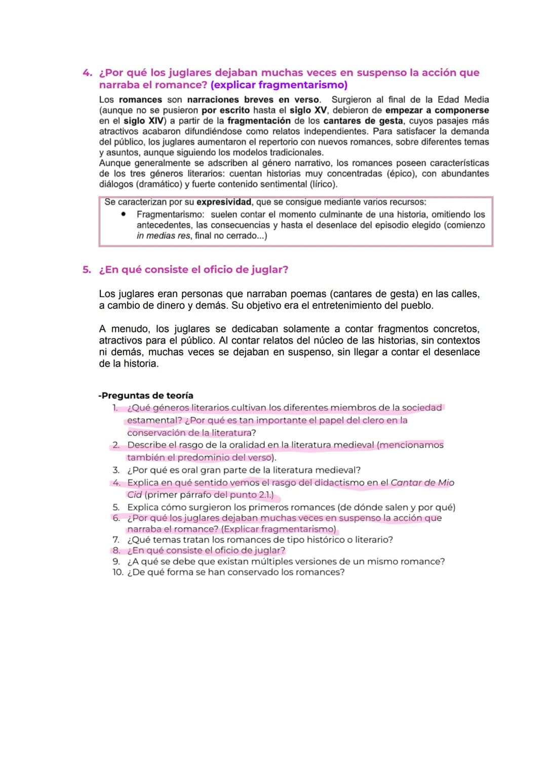 # -Comentario de un fragmento del Mio Cid

Aparecerán los puntos que hay que contestar a modo de guía, pero hay que
responder como aparece e