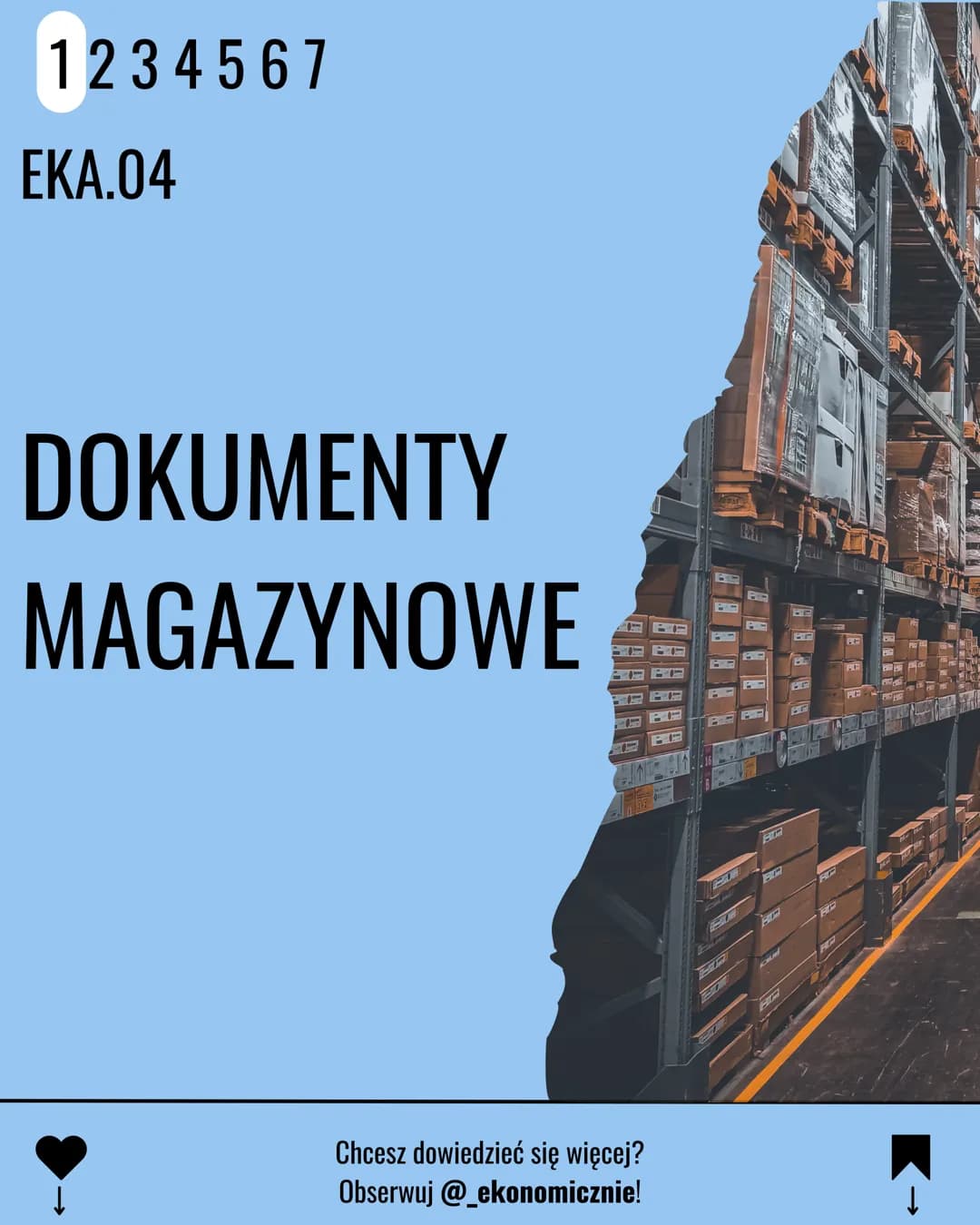 # 1 2 3 4 5 6 7

EKA.04

DOKUMENTY
MAGAZYNOWE

Chcesz dowiedzieć się więcej?
Obserwuj @_.ekonomicznie! 1234567
↑
PZ
Przyjęcie zewnętrzne
Dok