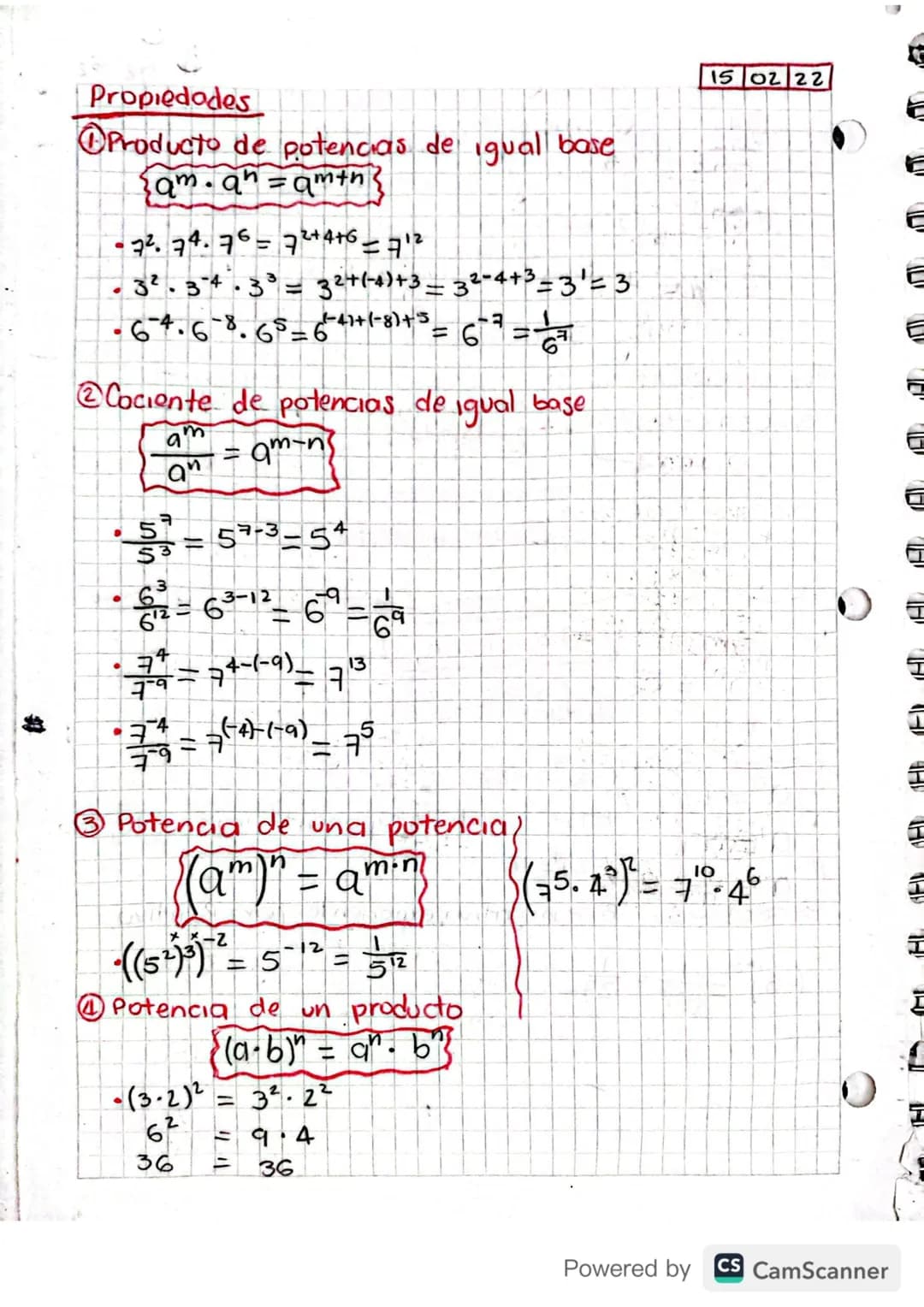 exponente
# Potenciación
$a^n = c$
↓
Base
Potencia

$α^0 = 1$
$a'= a$
$a^n= \frac{1}{a^n}$

(-3)³=-27
Base negativa, exponente impar=Negatin