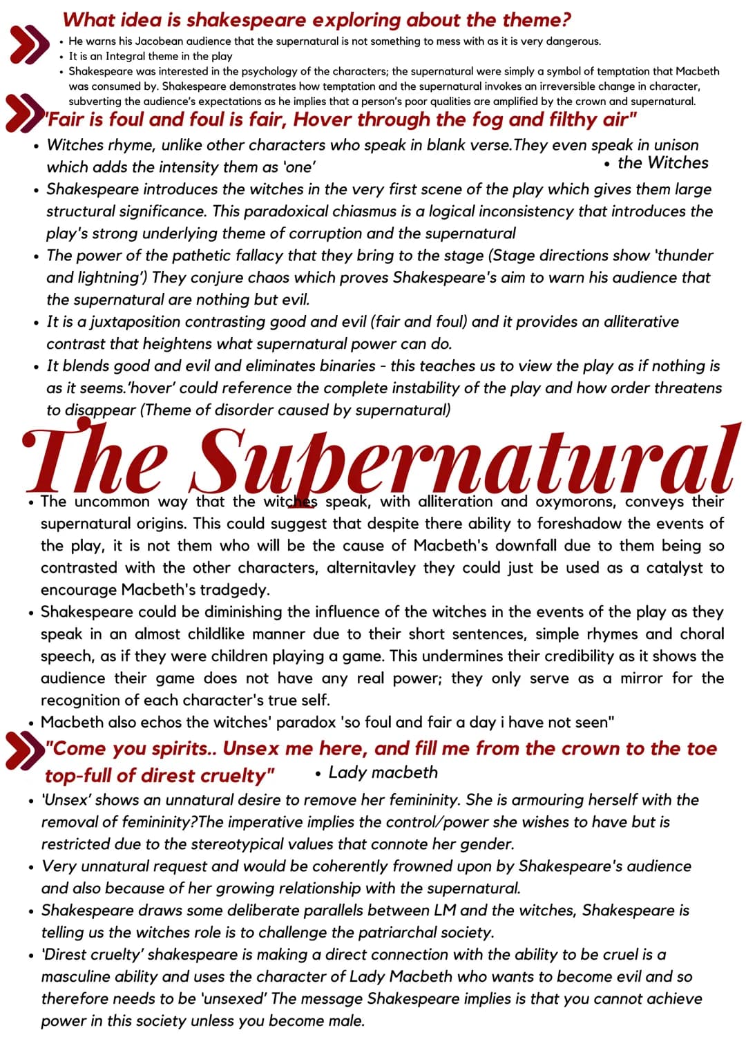 What idea is shakespeare exploring about the theme?
- Unrestrained ambition, especially if it goes against the natural order is not good.
- 