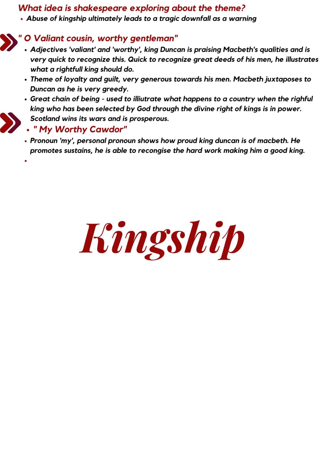 What idea is shakespeare exploring about the theme?
- Unrestrained ambition, especially if it goes against the natural order is not good.
- 