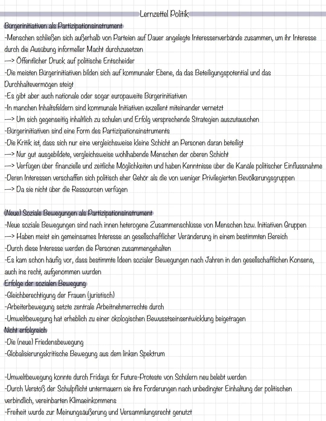 Lernzettel Poltik

Funktionen politischer Partizipation
Artikulation
-Bürger sollten die Möglichkeit erhalten ihre Meinung öffentlich zu äuß
