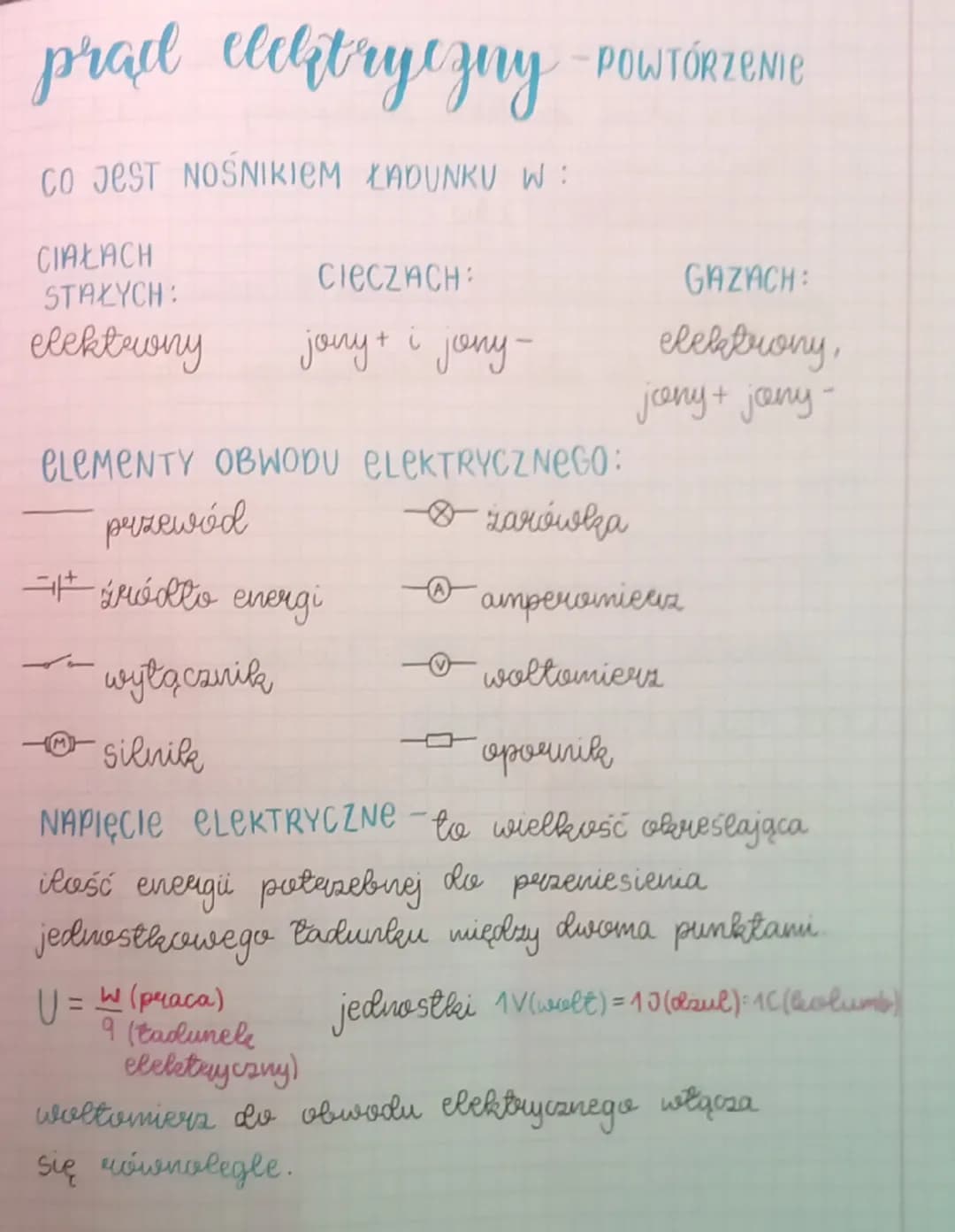 # prad elektryczny - POWTÓRZENIE

CO JEST NOŚNIKIEM ŁADUNKU W:

CIAŁACH
CIECZACH:
GAZACH:
STAŁYCH:
elektrony
joury i jony-
elektrony,
jeny+ 