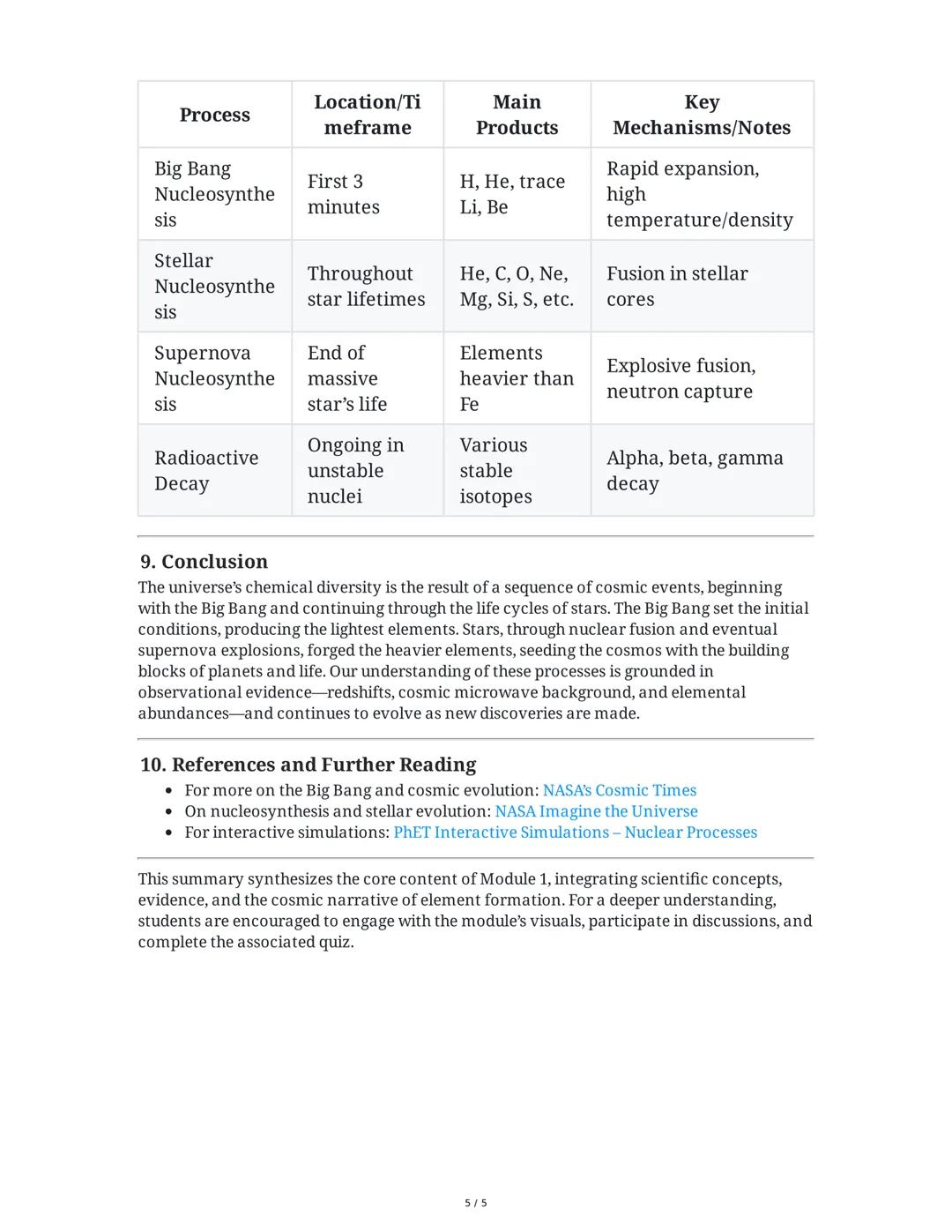 # Module 1: The Universe - Comprehensive Summary

## 1. Module Overview and Objectives

This module, part of a Physical Science course at Ne