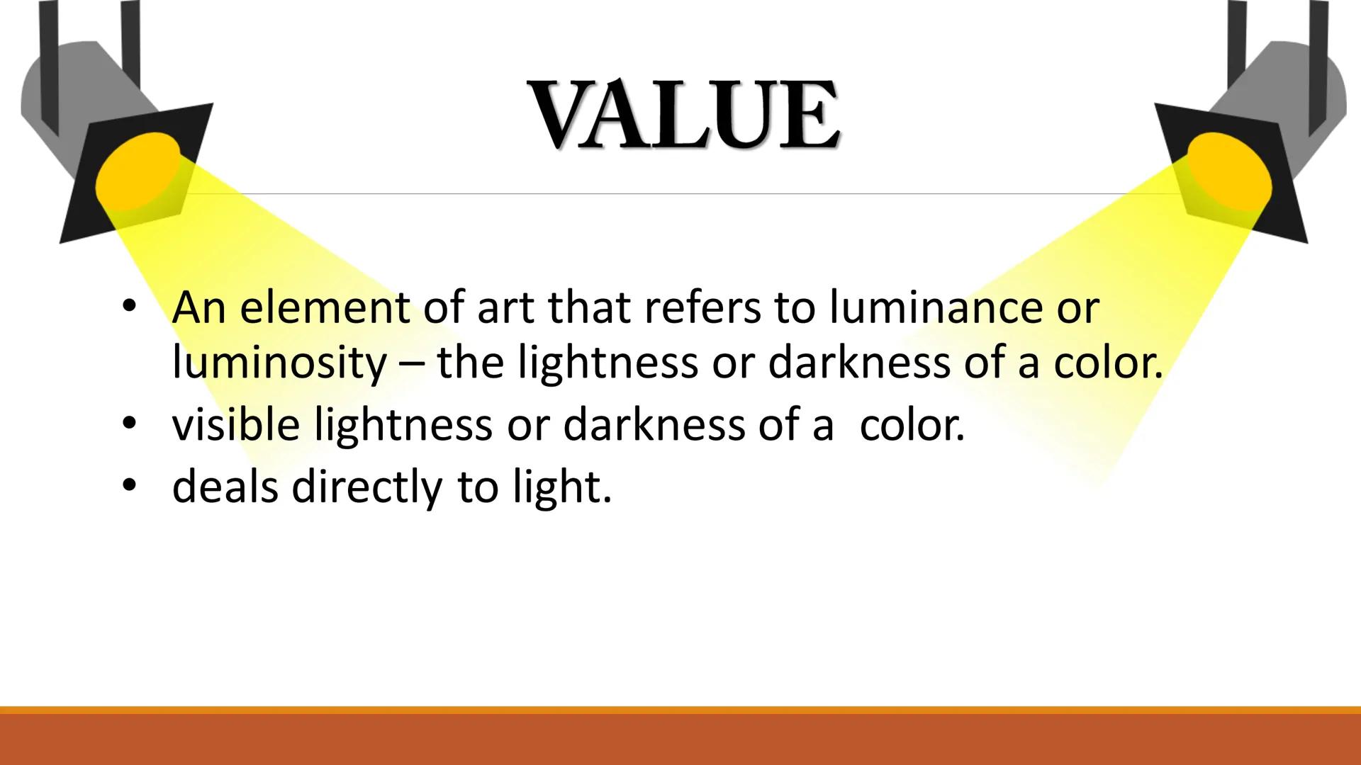 
<p>The Building Blocks of Composition in Arts</p>
<h2 id="thevisualelementvalue">The Visual Element - Value</h2>
<p>Value is an element of 