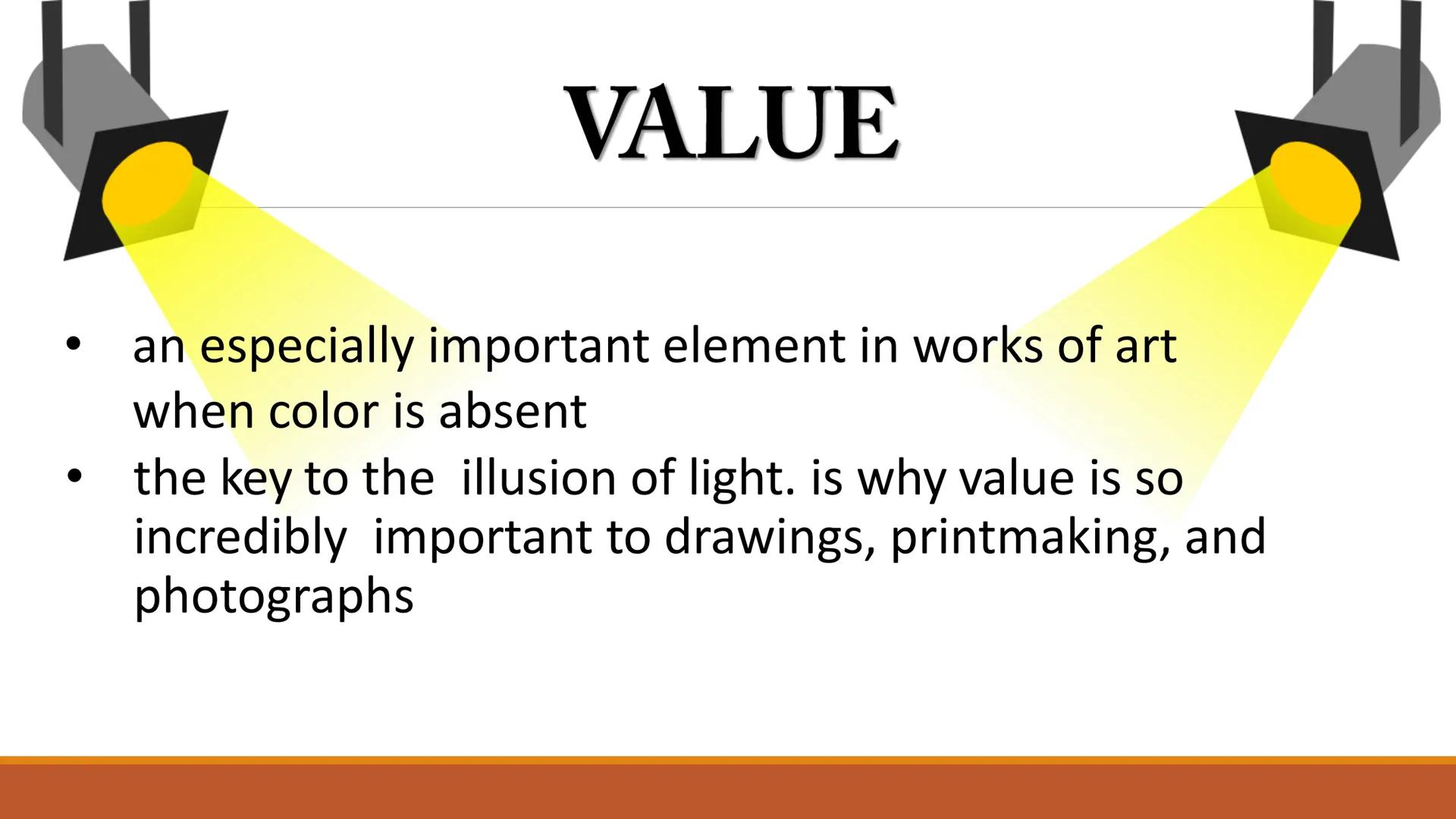
<p>The Building Blocks of Composition in Arts</p>
<h2 id="thevisualelementvalue">The Visual Element - Value</h2>
<p>Value is an element of 
