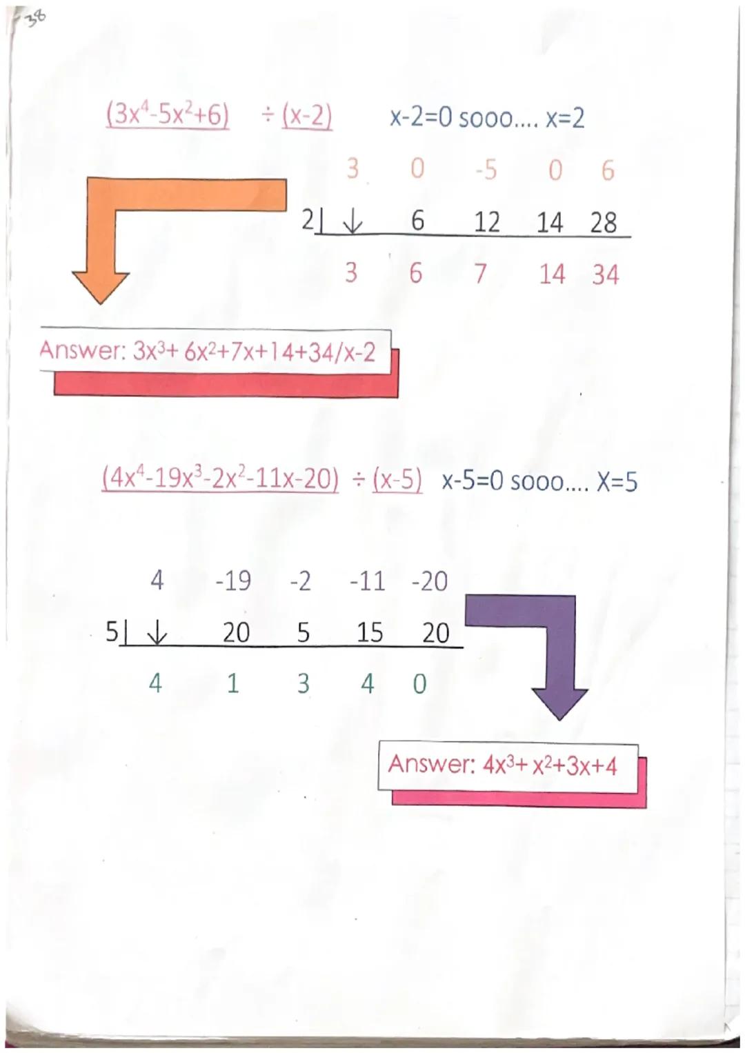 36

Synthetic Division

(x³-2x²-5x+6) ÷ (x-3) x-3=0 sooo.....x=3

1 -2 -5 +6

3|↓ 3 3 -6

1 1 -2 0

*** Take the coefficients and place them