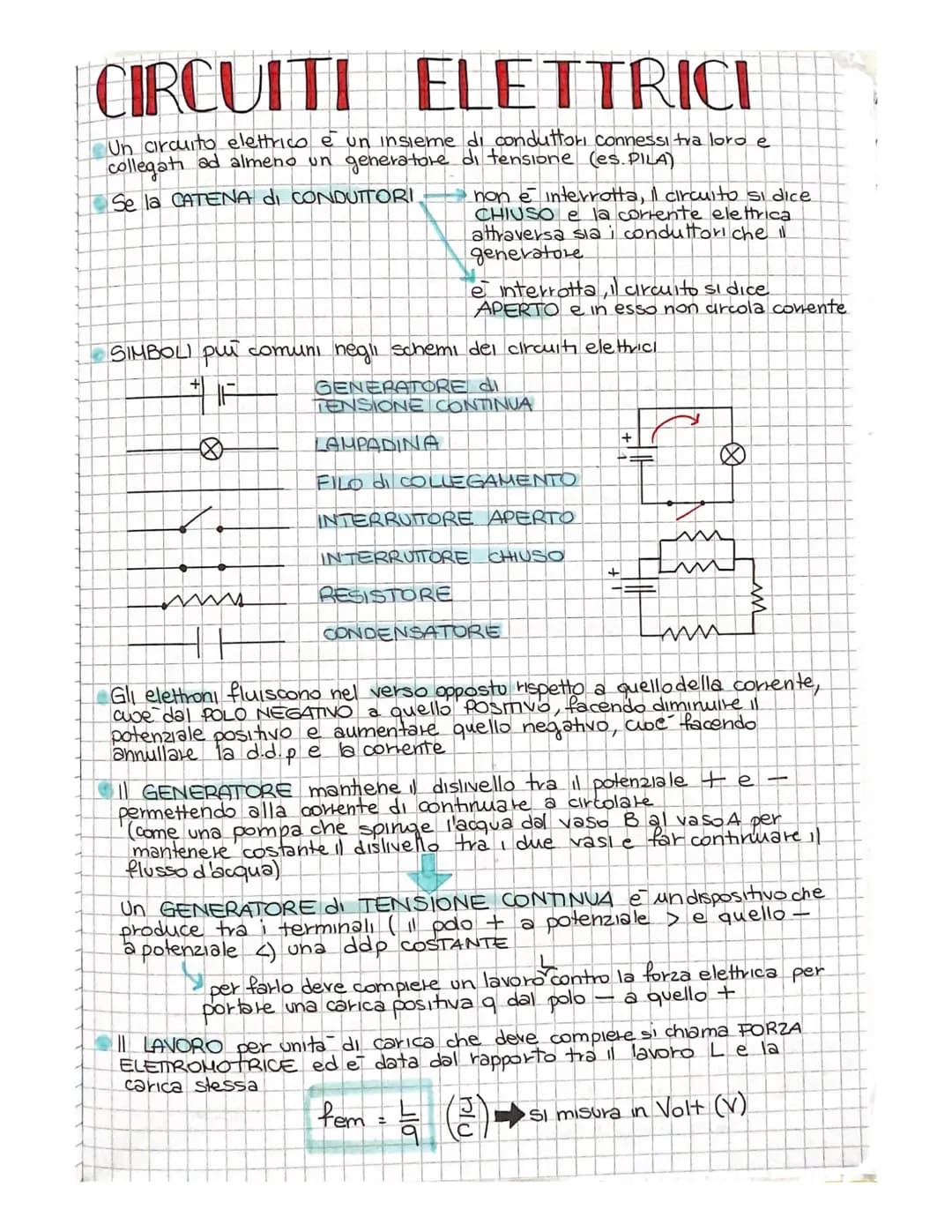 # CIRCUITI ELETTRICI

Un circuito elettrico è un insieme di conduttori connessi tra loro e
collegati ad almeno un generatore di tensione (es