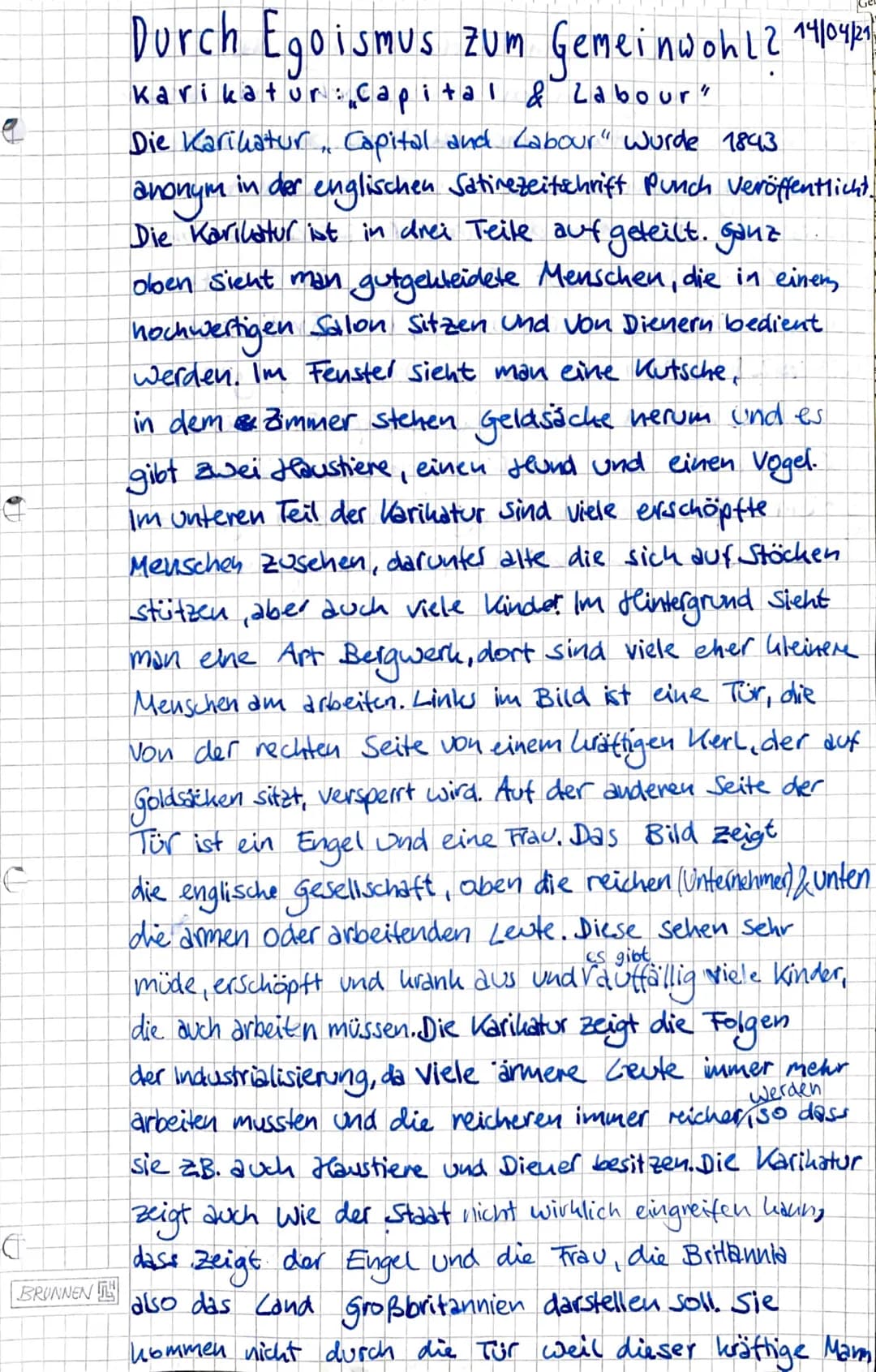 Durch Egoismus zum Gemeinwoh L2 14/04/20
Karikatur: Capital & Labour"
Die Karikatur, Capital and Labour" wurde 1843
anonym in der englischen
