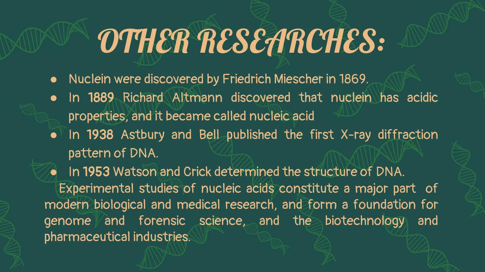 # NUCLEIC
# ACID When you hear the word
"nucleic acid", what
comes to your mind? # History on
Background # Friedrich Miescher
• was a Swiss 