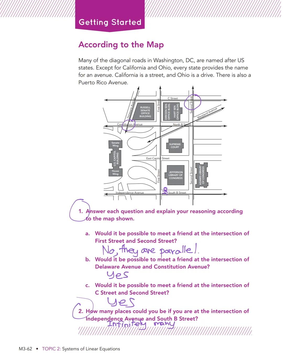 # The Road

Less

Traveled

Systems of Linear Equations

2

WARM UP

1. Graph the equations on the
coordinate plane. y=mx+b

y=x m=1↑ b=o

y