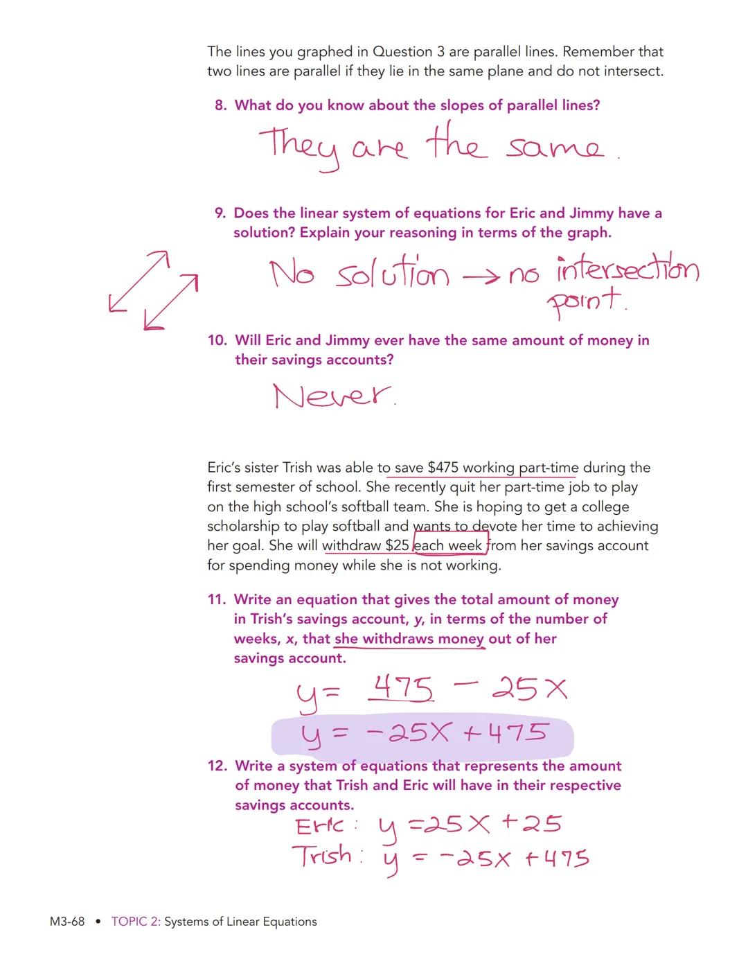 # The Road

Less

Traveled

Systems of Linear Equations

2

WARM UP

1. Graph the equations on the
coordinate plane. y=mx+b

y=x m=1↑ b=o

y