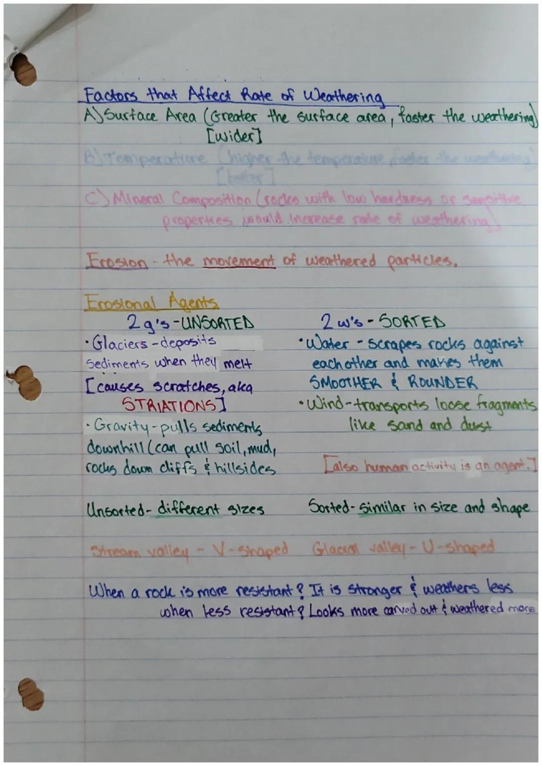 Weathering & Erosion Review Sheet

Physical Weathering- the breakdown of rock into smaller
pieces with NO CHANGE in the chemical composition