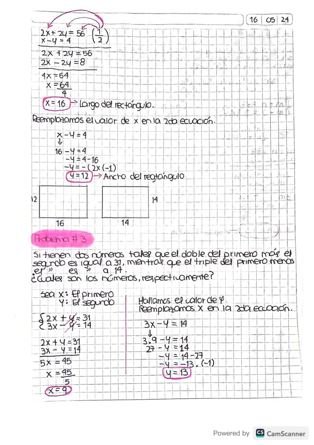 Problemas que se resuelven con sistemas 2x2

24
=-1

Problema #1
Determina dos números aya suma sea 80 y su diferencia sea 10.

Sx+4=80
CX-4
