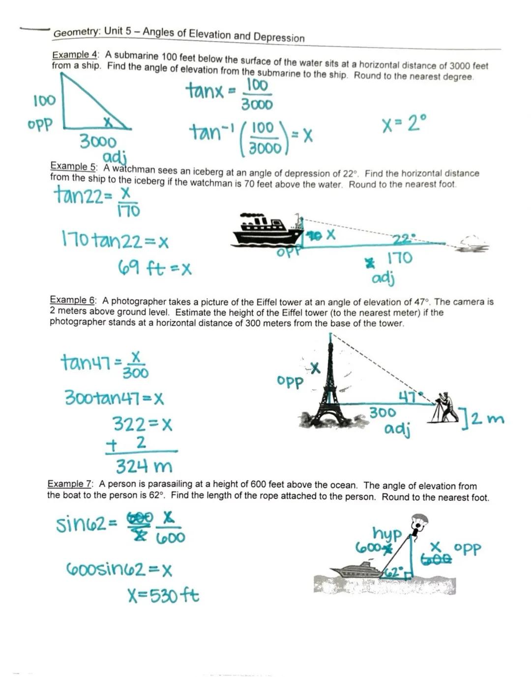 # redo this video
Geometry: Unit 5 - Angles of Elevation and Depression
Student Notes - Angles of Elevation and Depression
Pages 441-445

AN